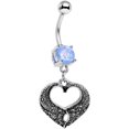 thumbnail image 1 of Body Candy Stainless Steel Iridescent Blue Accent Laurel Heart Dangle Belly Ring, 1 of 1