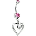thumbnail image 1 of Body Candy Stainless Steel Pink Accent Twisted Trinity Heart Dangle Belly Ring, 1 of 1