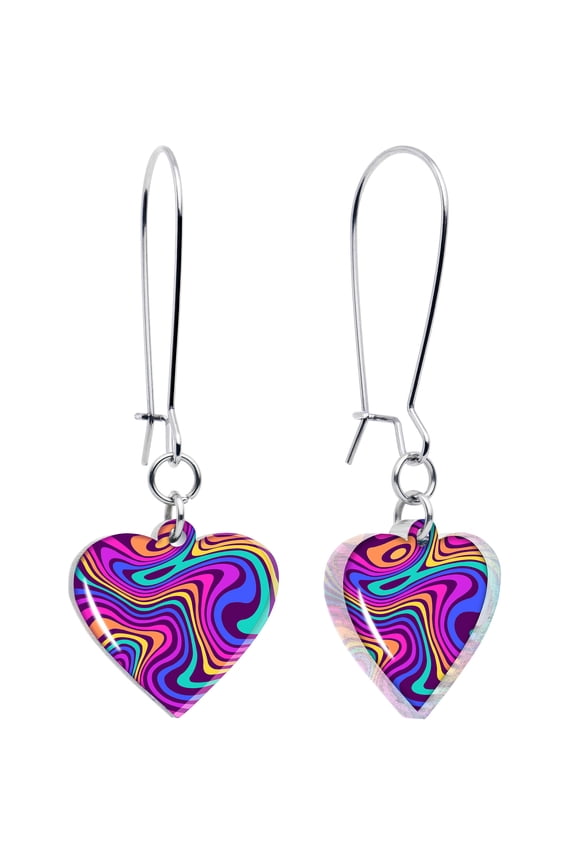 Stainless Steel Swirling Heart Kidney Fishhook Dangle Earrings Hypoallergenic for Women