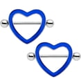 thumbnail image 1 of Body Candy Steel Blue Glow in the Dark Valentine Heart Nipple Shield Set of 2 14 Gauge 3/4", 1 of 1