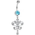 thumbnail image 1 of Body Candy Steel Brilliant Blue Accent Chandelier Double Dangle Belly Ring, 1 of 1