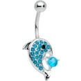 thumbnail image 1 of Body Candy Steel Brilliant Blue Accent Dolphin Belly Button Ring, 1 of 1