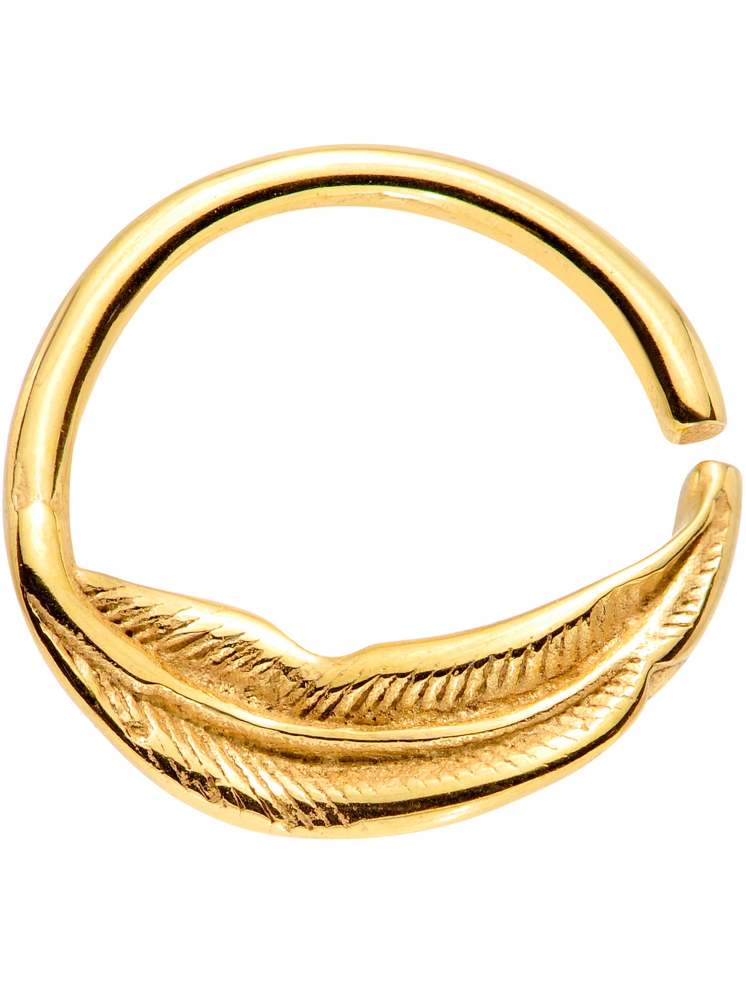 Body Candy Unisex 16G PVD Steel Floating Feather Closure Ring Daith ...