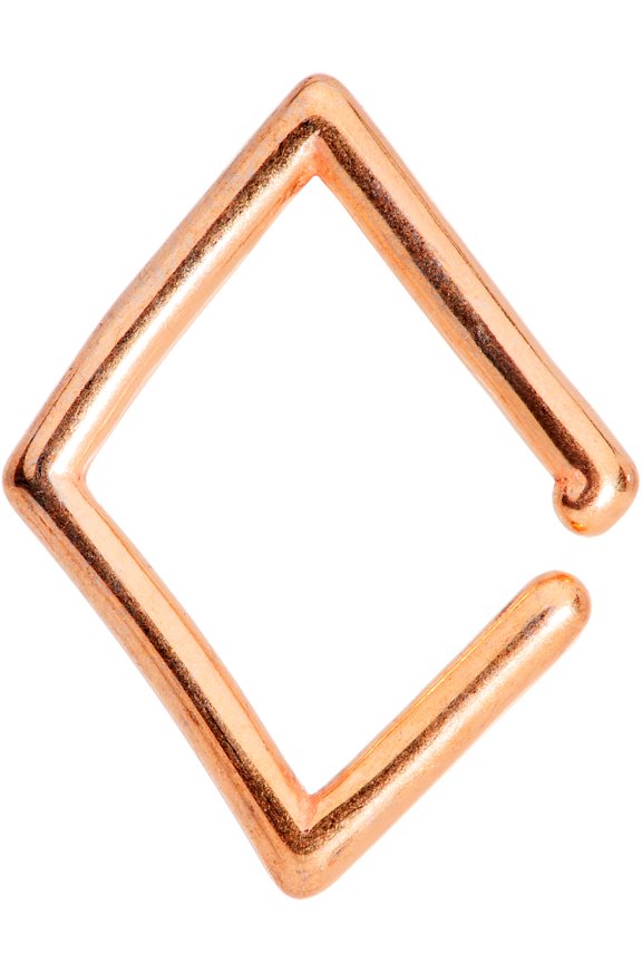 Unisex 16G PVD Steel Rosy Geometric Rhombus Closure Ring Daith Helix Tragus Rook 3/8"