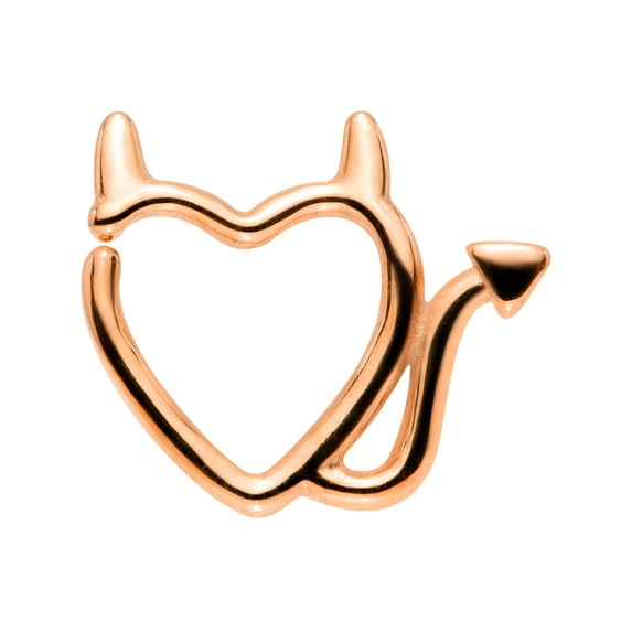 Body Candy Unisex 16G PVD Steel Rosy Little Devil Heart Left Ear Closure Ring Daith Helix Tragus Rook 5/16"