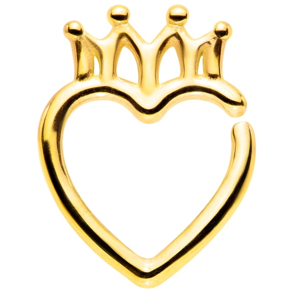 Body Candy Unisex 16G PVD Steel Royal Crown Right Ear Heart Closure Ring Daith Helix Tragus Rook 8mm