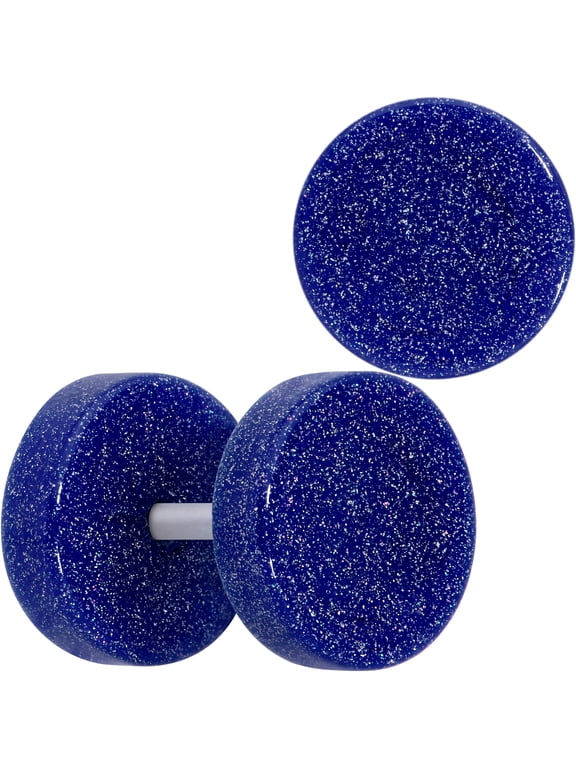 Unisex 2PC Steel Illusion Cheater Plug Earrings Blue Shimmer Fake Ear Plugs Gauges