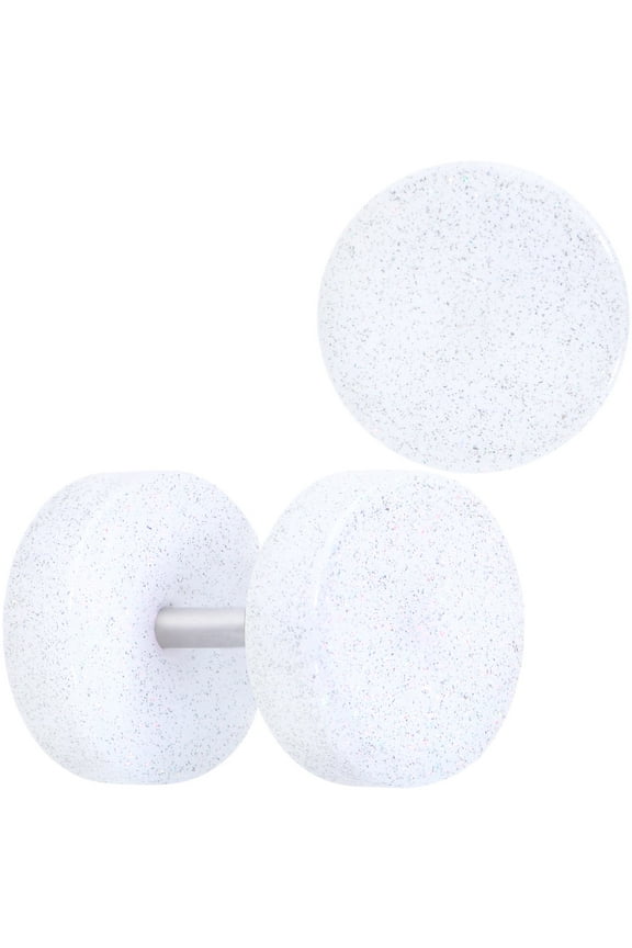 Unisex 2PC Steel Illusion Cheater Plug Earrings White Shimmer Fake Ear Plugs Gauges