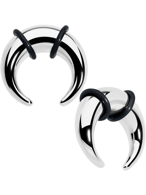 Unisex 316L Stainless Steel 00G Ear Gauges Crescent Taper Pincher Curved Taper Septum Ring 10mm
