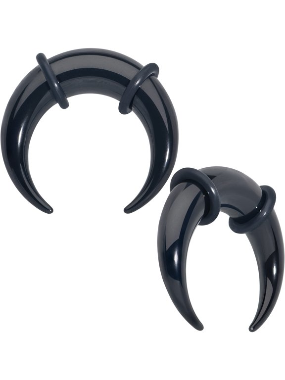 Unisex 316L Stainless Steel 0G Black Ear Gauges Crescent Taper Pincher Curved Taper Septum Ring 8mm