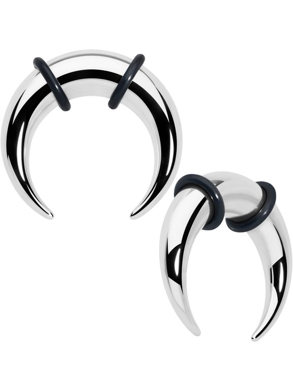 Unisex 316L Stainless Steel 0G Ear Gauges Crescent Taper Pincher Curved Taper Septum Ring 8mm