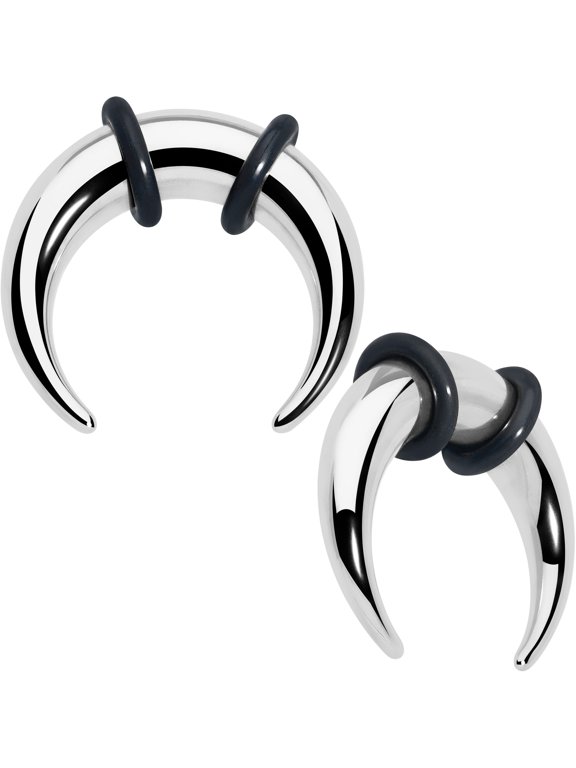 Unisex 316L Stainless Steel 2G Ear Gauges Crescent Taper Pincher Curved Taper Septum Ring 6mm