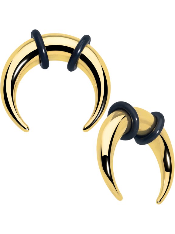 Unisex 316L Stainless Steel 2G Ear Gauges Crescent Taper Pincher Curved Taper Septum Ring 6mm