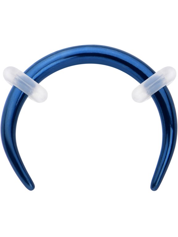 Unisex 316L Stainless Steel Blue 16G Ear Gauges Crescent Taper Pincher Curved Taper Septum Ring 8mm