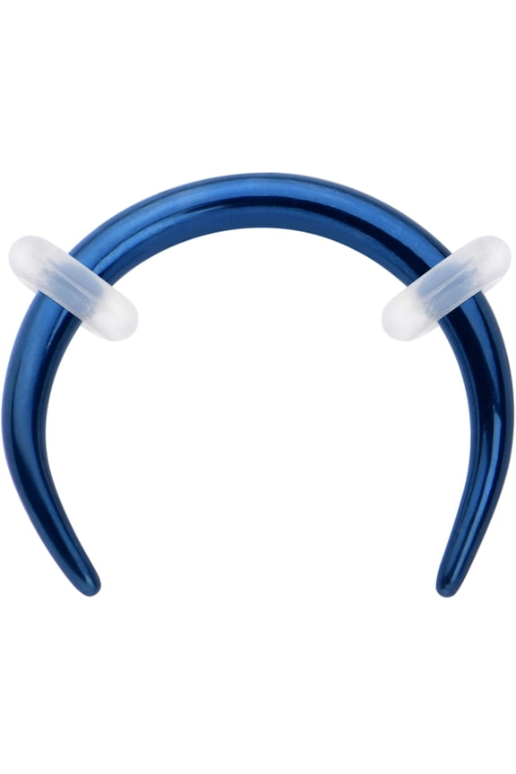 Unisex 316L Stainless Steel Blue 16G Ear Gauges Crescent Taper Pincher Curved Taper Septum Ring 8mm