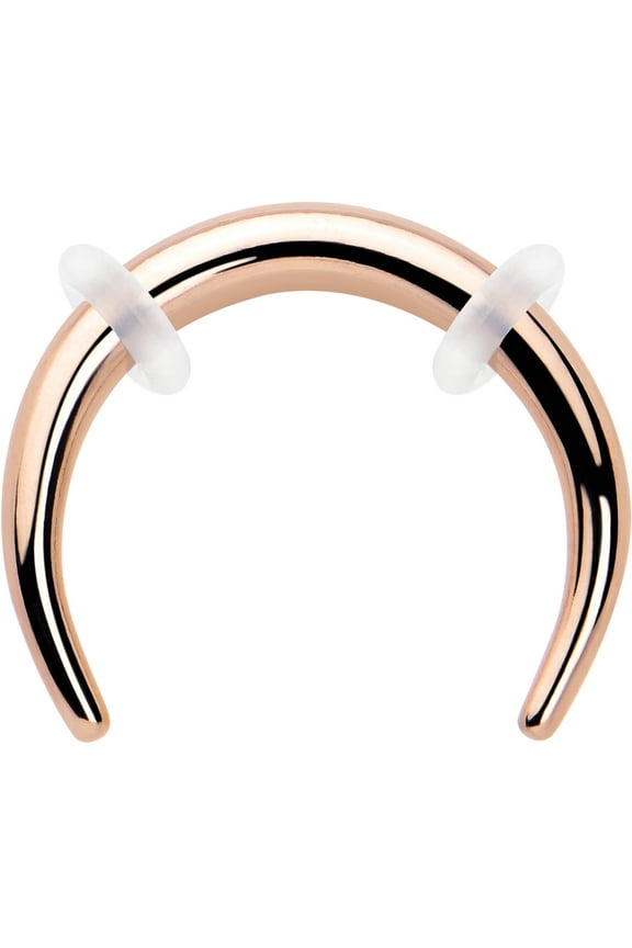 Unisex 316L Stainless Steel Rosy 14G Ear Gauges Crescent Taper Pincher Curved Taper Septum Ring 8mm