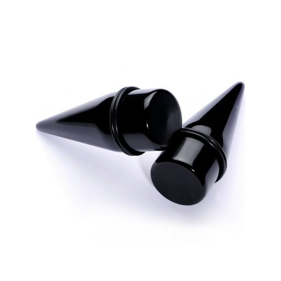 Body Candy Unisex Ear Gauges Stretching Kit Straight Tapers for Stretched Ears Black Acrylic Taper Set 25mm