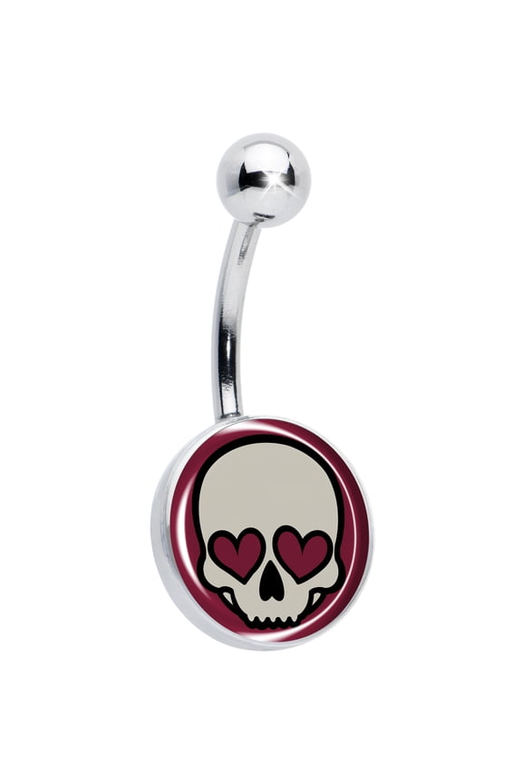 Valentine Heart Skull Belly Ring Hypoallergenic Stainless Steel