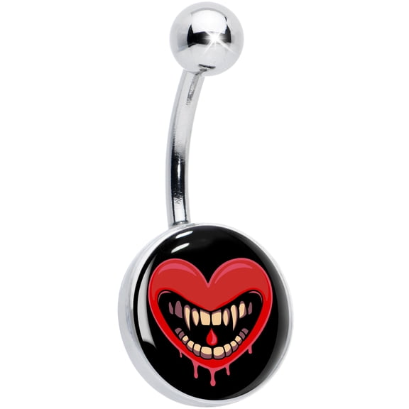 Body Candy Valentine Heart Vampire Belly Ring Hypoallergenic Stainless Steel