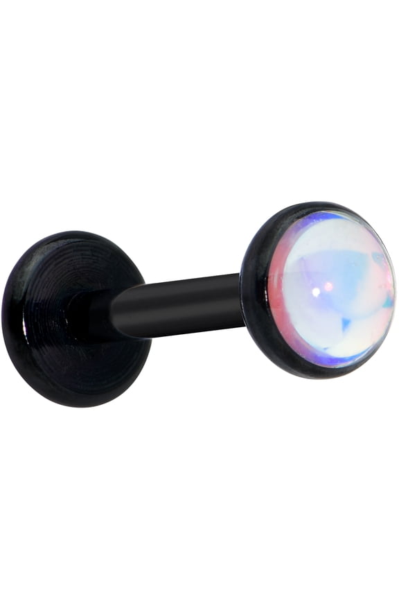 Women 16G Black PVD Steel White Internal Thread Labret Monroe Lip Tragus Cartilage Stud 5/16