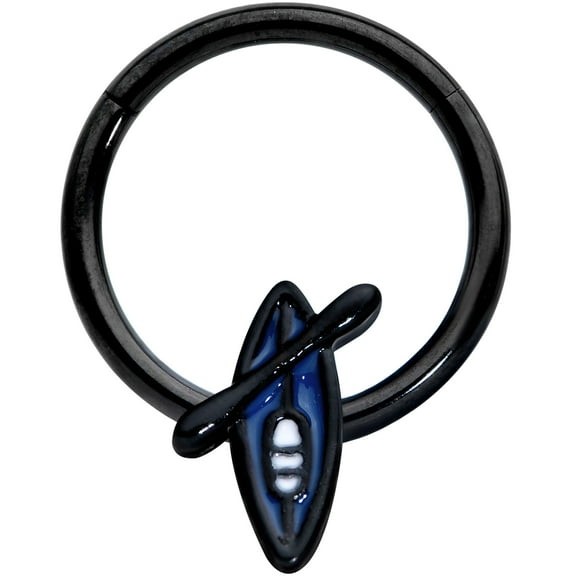 Body Candy Women 16G Black Steel Hinge Segment Ring Seamless Cartilage Nipple Blue Kayak Boat Nose Hoop 3/8"