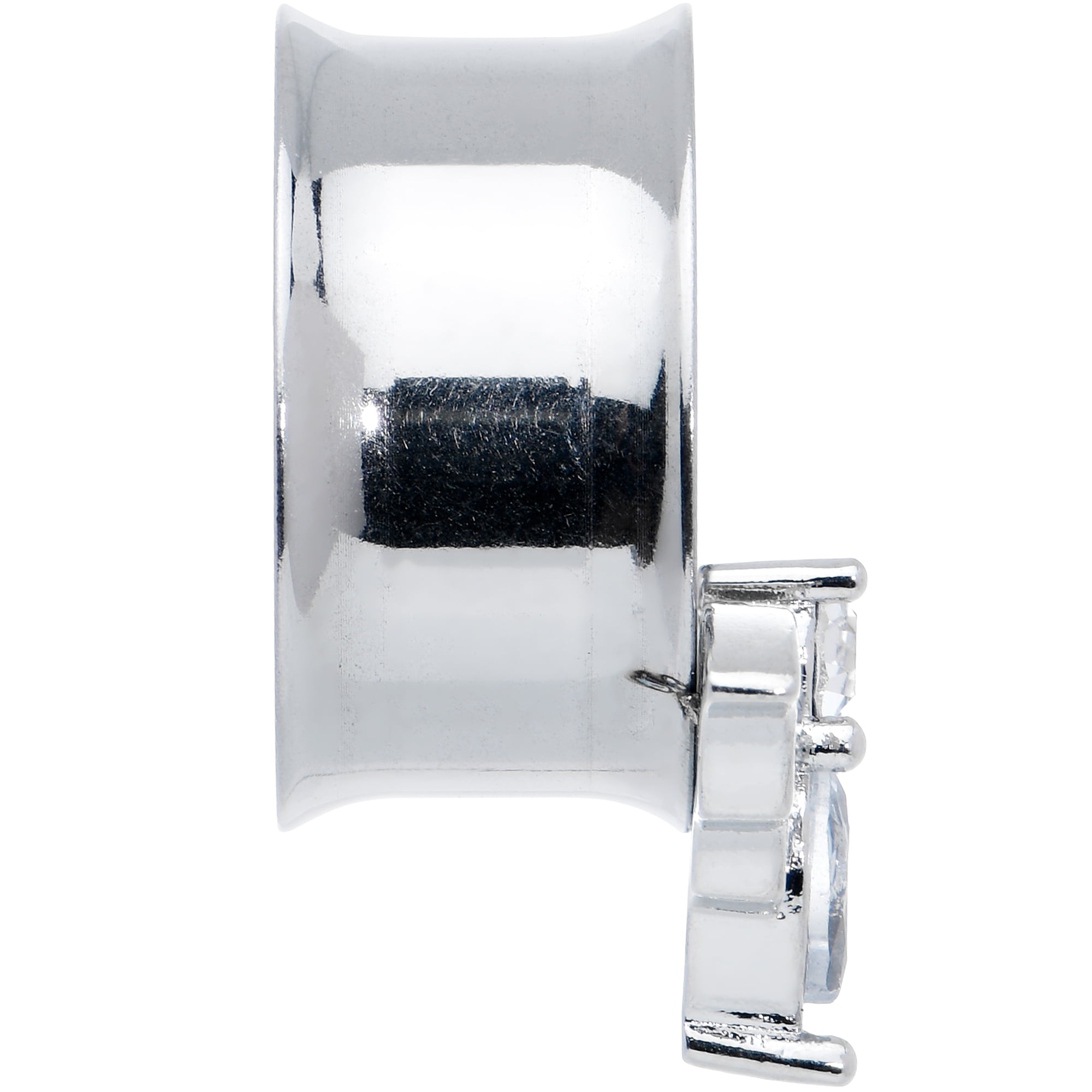 Body Candy Women 2Pc Steel Clear Bats 11/16 Double Flare Tunnel Plug Earring Ear Plug Gauges Set of 2