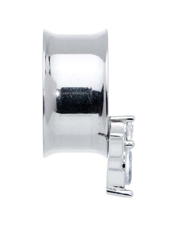Women 2Pc Steel Clear Bats 11/16 Double Flare Tunnel Plug Earring Ear Plug Gauges Set of 2