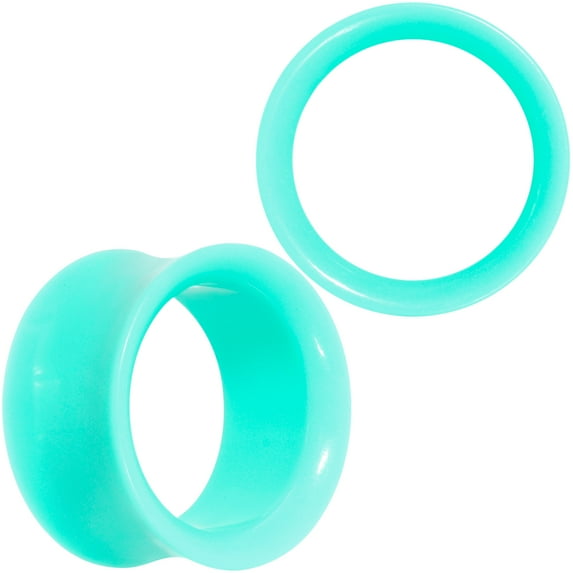 Body Candy Women 7/8" 2Pc Blue Green UV Acrylic Saddle Plugs Double Flare Plug Tunnel Ear Plug Gauges 22mm