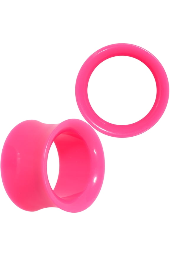 Womens 11/16" 2Pc Pink UV Acrylic Saddle Plugs Double Flare Plug Tunnel Ear Plug Gauges 18mm