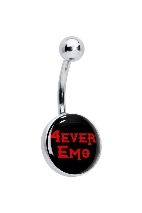 Womens 14G 316L Stainless Steel Navel Ring Piercing Black Red 4 Ever Emo Mens Belly Button Ring