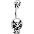 thumbnail image 1 of Body Candy Womens 14G 316L Stainless Steel Navel Ring Piercing Double Skull Double Mount Belly Button Ring, 1 of 3
