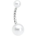 Body Candy Womens 14G 316L Stainless Steel Twisted Navel Ring Piercing White Pearlescent Belly