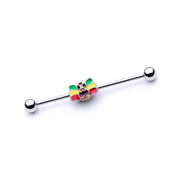 Body Candy Womens 14G 316L Steel Helix Cartilage Earring Holiday Rasta Turkey Industrial Barbell 1 1/2"