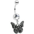 thumbnail image 1 of Body Candy Womens 14G 316L Steel Navel Ring Piercing Clear Accent Ornate Butterfly Dangle Belly Button Ring, 1 of 2