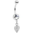 thumbnail image 1 of Body Candy Womens 14G 316L Steel Navel Ring Piercing Clear Fall Leaf Dangle Belly Button Ring, 1 of 2