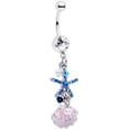 thumbnail image 1 of Body Candy Womens 14G 316L Steel Navel Ring Piercing Ocean Treasure Nautical Dangle Belly Button Ring, 1 of 5