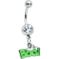 thumbnail image 1 of Body Candy Womens 14G 316L Steel Piercing Clear Green Boo Ghost Dangle Belly Button Ring, 1 of 2