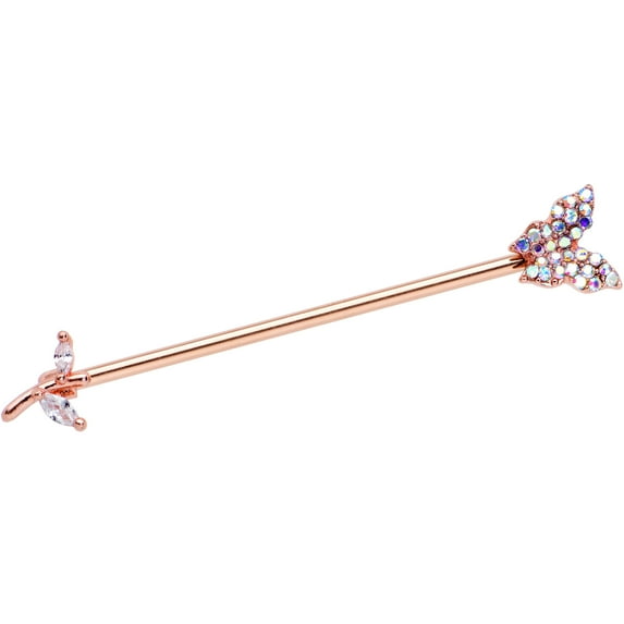 Body Candy Womens 14G Plated Steel Helix Cartilage Earring Rosy Clear Butterfly Industrial Barbell 1 1/2"