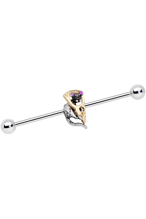 Womens 14G Stainless Steel Helix Cartilage Earring Cheese Mouse Industrial Barbell 1 1/2"