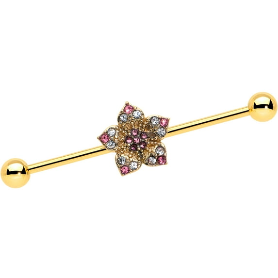 Body Candy Womens 14G Surgical Steel Helix Bright Cartilage Earring Texture Star Industrial Barbell 1 1/2"