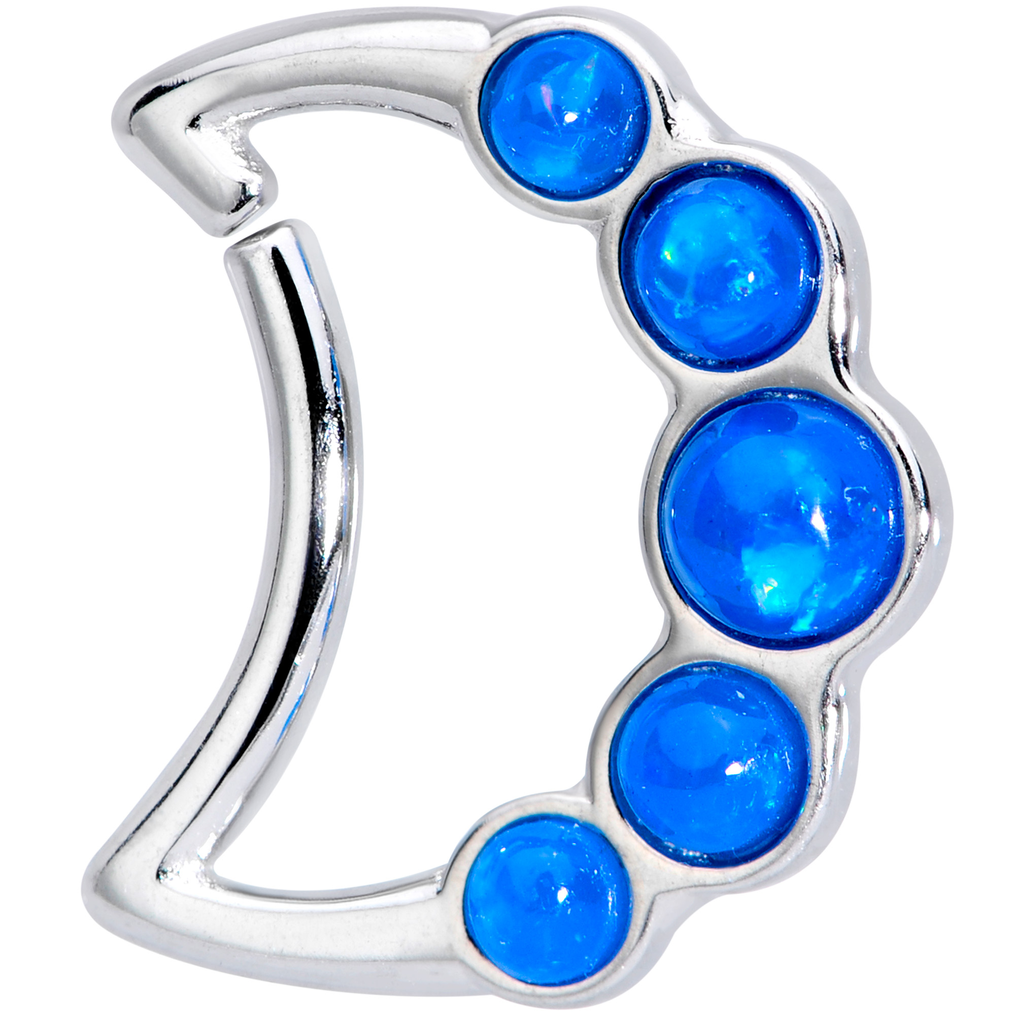 Body Candy Womens 16G 316L Stainless Steel Blue Orb Moon Left Ear Closure Ring Daith Helix Tragus Rook 3/8" - image 1 of 1