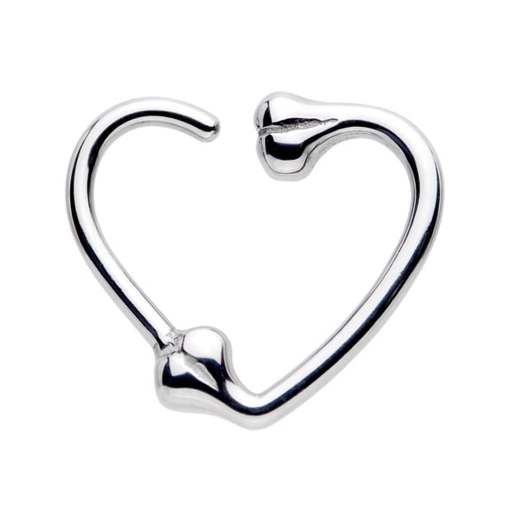 Body Candy Womens 16G 316L Stainless Steel Bone Skull Left Heart Closure Ring Daith Helix Tragus Rook 3/8"