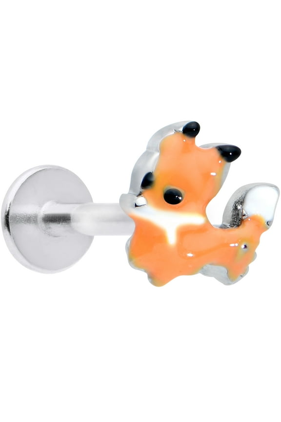 Womens 16G 316L Stainless Steel Cute Fall Fox Labret Monroe Lip Ring Tragus Cartilage Stud 5/16