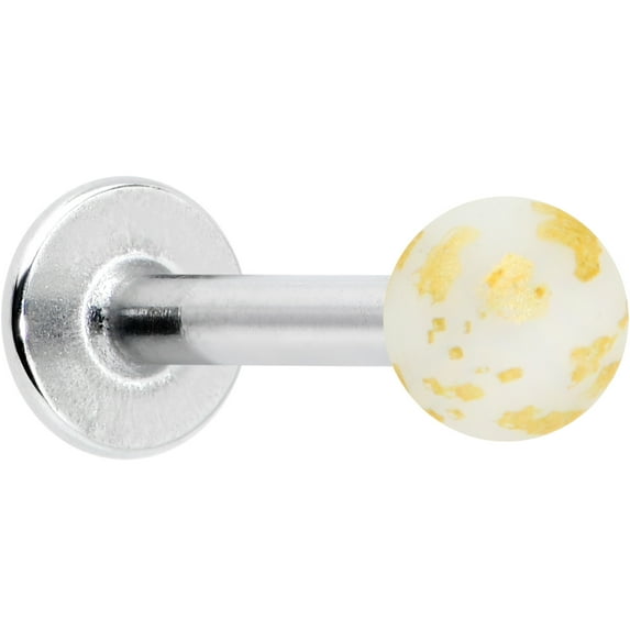Body Candy Womens 16G 316L Stainless Steel Matte White Splatter Pattern Labret Monroe Lip Ring Tragus 5/16"