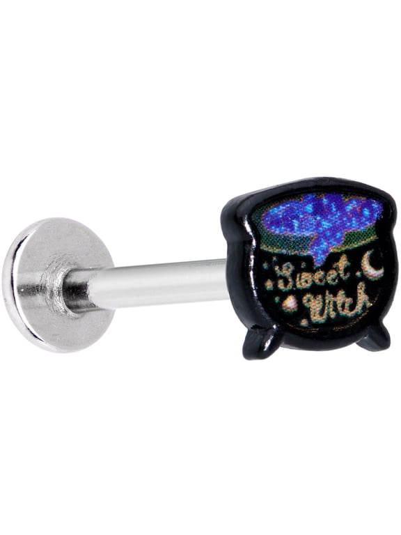 Womens 16G 316L Stainless Steel Sweet Witch Cauldron Labret Monroe Lip Ring Tragus 5/16