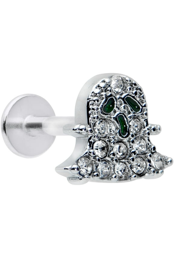 Womens 16G 316L Steel Clear Accent Ghost Labret Monroe Lip Ring Tragus Cartilage Stud 1/4"