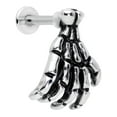 thumbnail image 1 of Body Candy Womens 16G 316L Steel Spooky Skeleton Hand Labret Monroe Lip Ring Tragus Cartilage Stud 1/4", 1 of 3