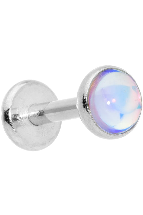 Womens 16G 316L Steel White Internal Thread Labret Monroe Lip Tragus Cartilage Stud 1/4"
