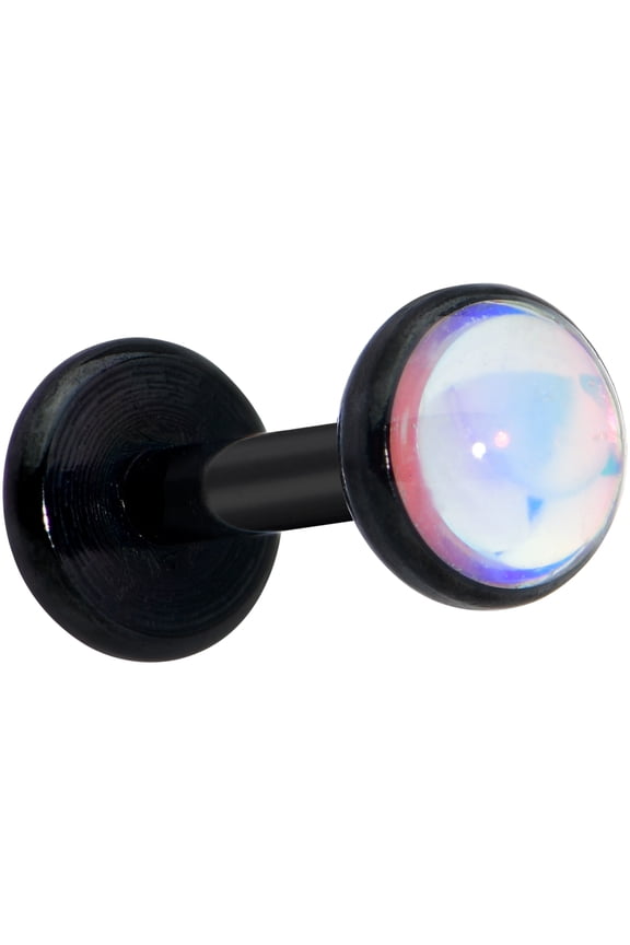 Womens 16G Black PVD Steel White Internal Thread Labret Monroe Lip Tragus Cartilage Stud 1/4