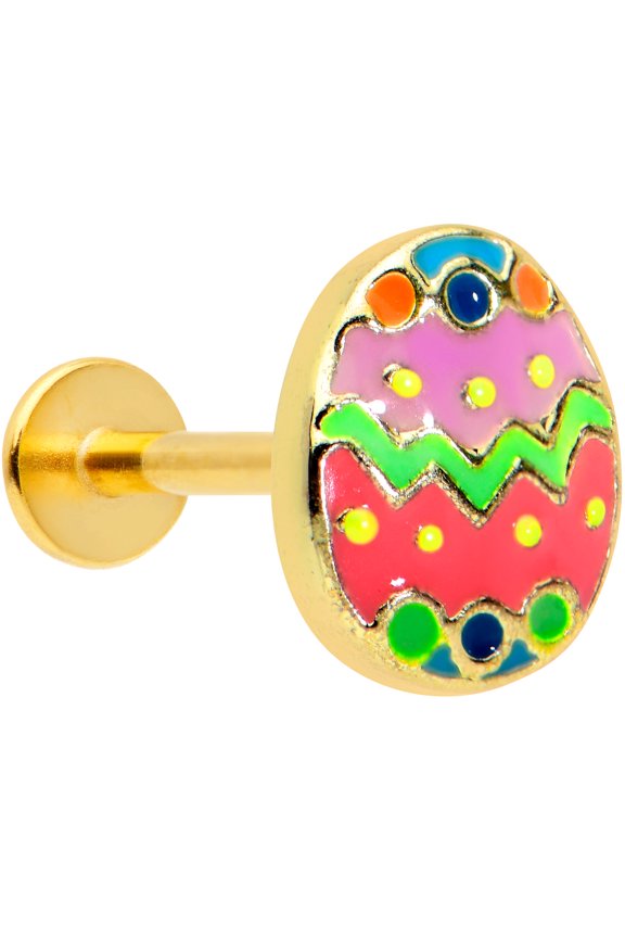 Womens 16G PVD 316L Steel Colorful Painted Egg Labret Monroe Lip Ring Tragus Cartilage Stud 5/16"